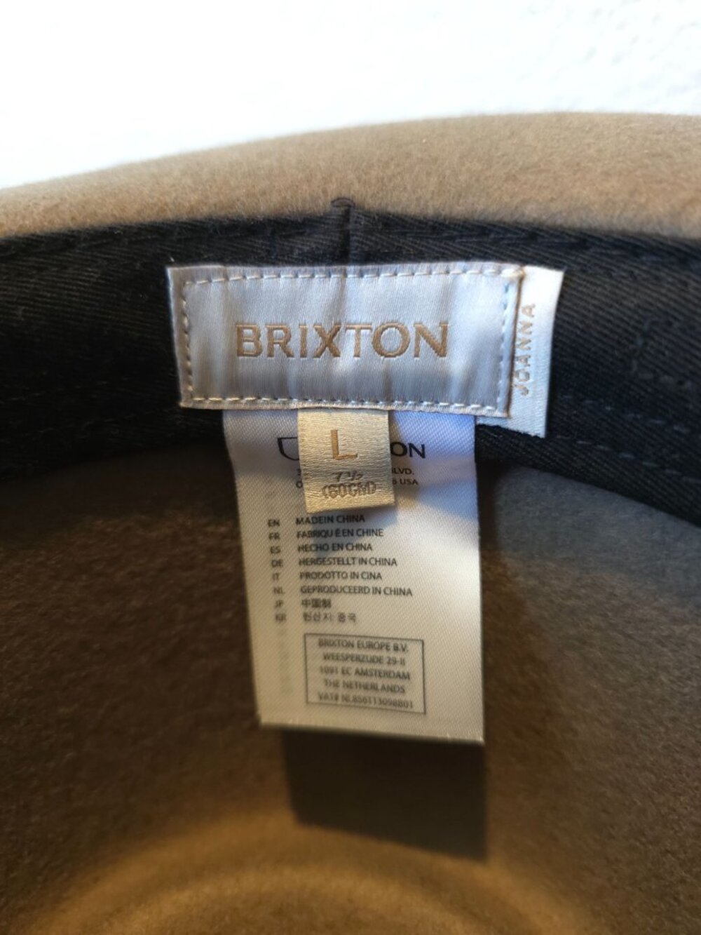 Brixton Joanna Tan Wool Felt Fedora Hat W/ Feather & Ribbon Band Large (7-1/2) - Picture 4 of 7
